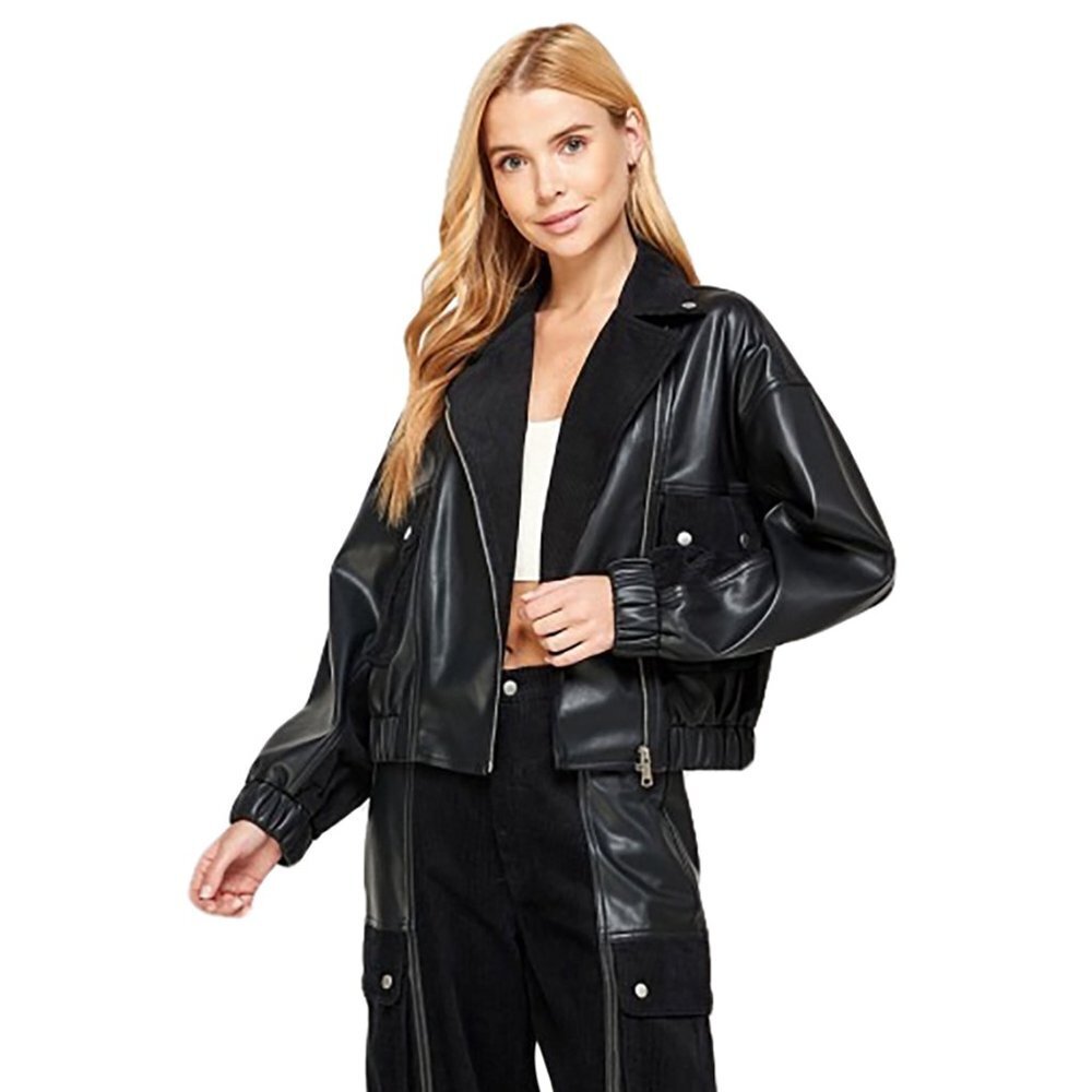 Signature8 Womens Hybrid Biker Jacket Black (Medium)